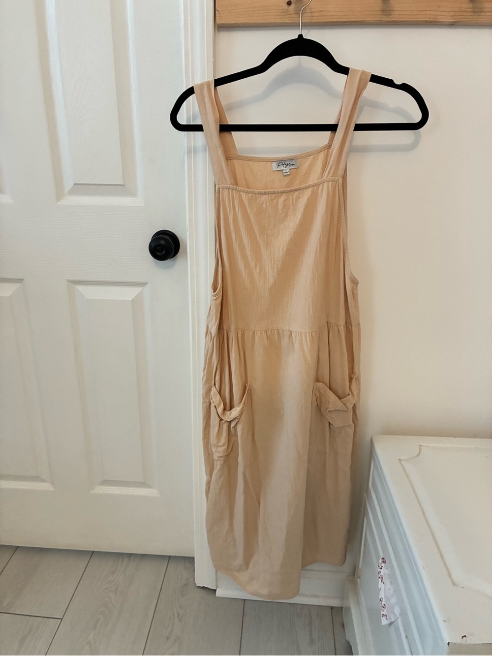Polagram Beige Sleeveless Midi Pinafore Dress